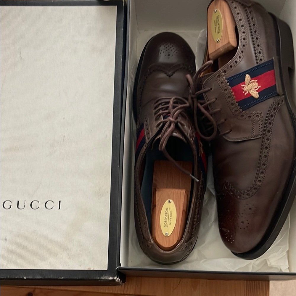 Gucci Men's Brown Leather Brogue Shoes